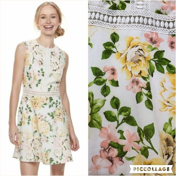 Disney Dresses & Skirts - Disney Princess Belle Cutout Lace Floral Skater Dress Med Womens Beauty & Beast
